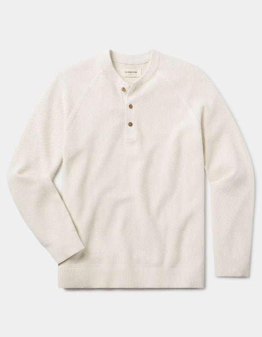 COOLMAX Textured Sweater Henley - Ivory