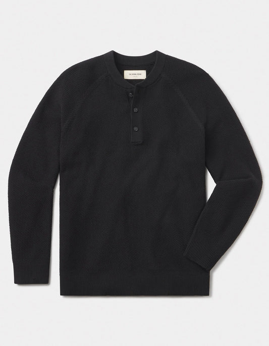 COOLMAX Textured Sweater Henley - Black