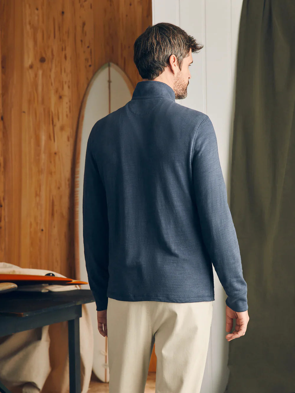 Sunwashed Slub Quarter Zip - Navy