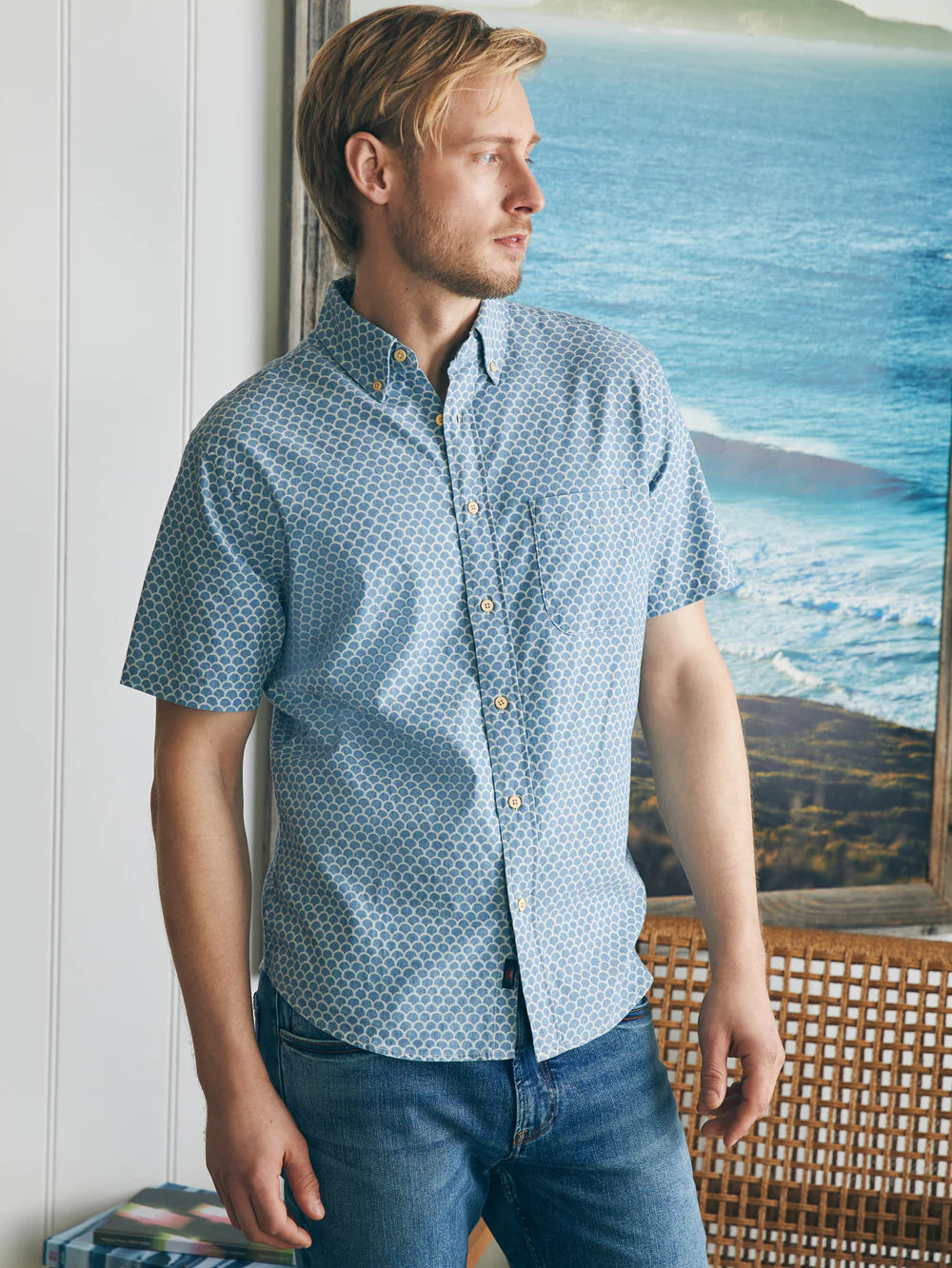 Faherty Stretch Playa Shirt - Fishscale