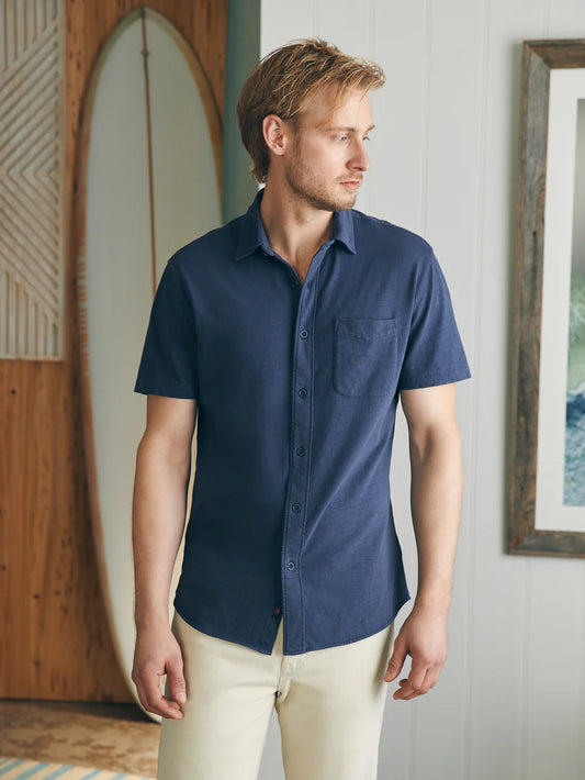 Faherty Sunwashed Knit Shirt - Navy