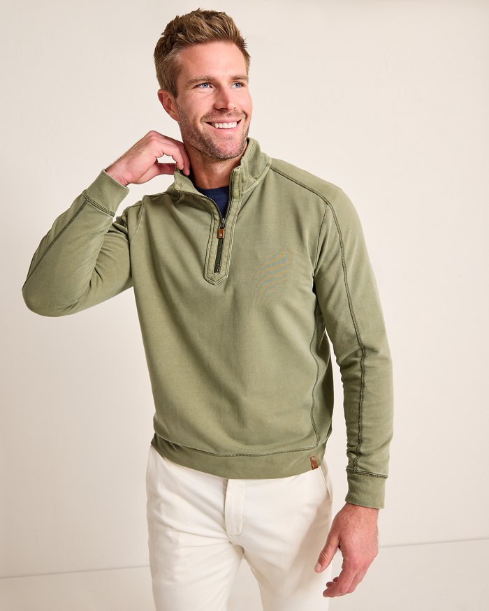 Ben & Terry Half-Zip Sweatshirt - Tea Leaf