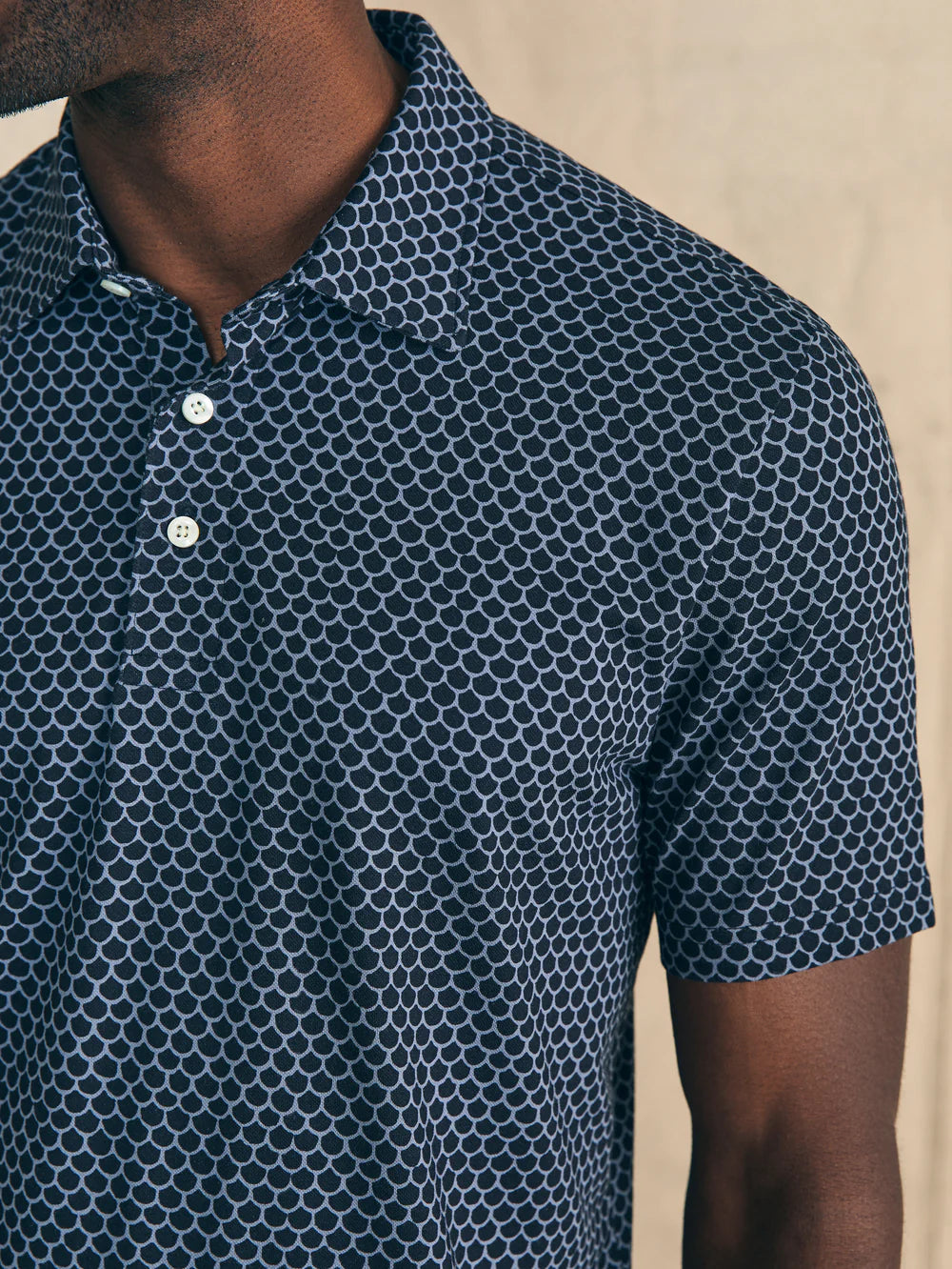 Faherty Movement Polo - Midnight Fishscale