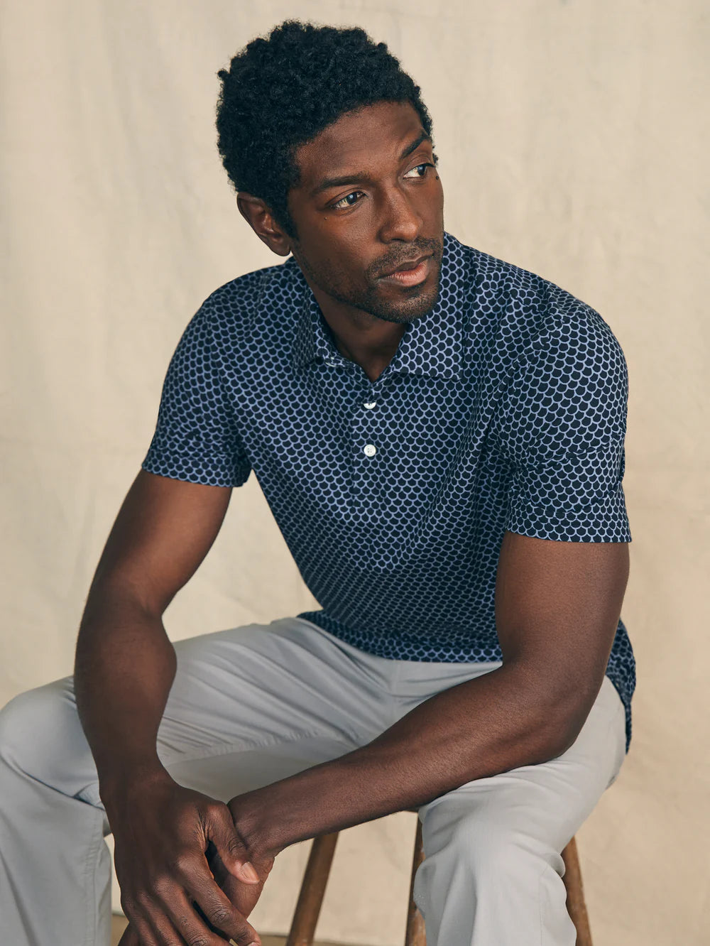 Faherty Movement Polo - Midnight Fishscale