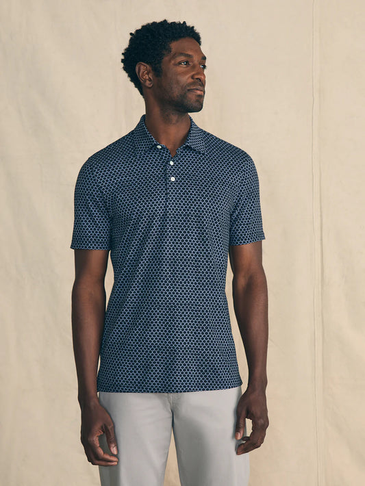 Faherty Movement Polo - Midnight Fishscale