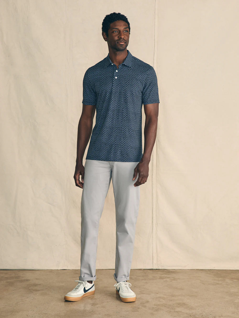 Faherty Movement Polo - Midnight Fishscale