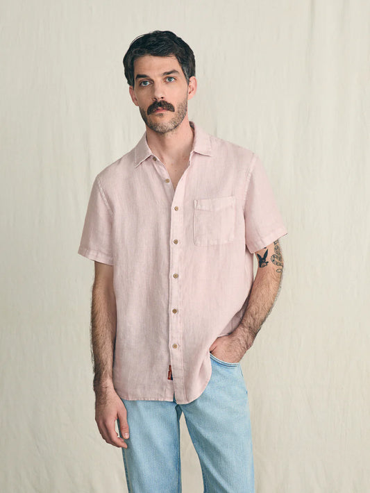 Faherty Palma Linen Shirt - Mauve