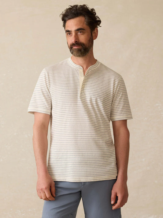 Sunwashed Henley - Cream Flint Stripe
