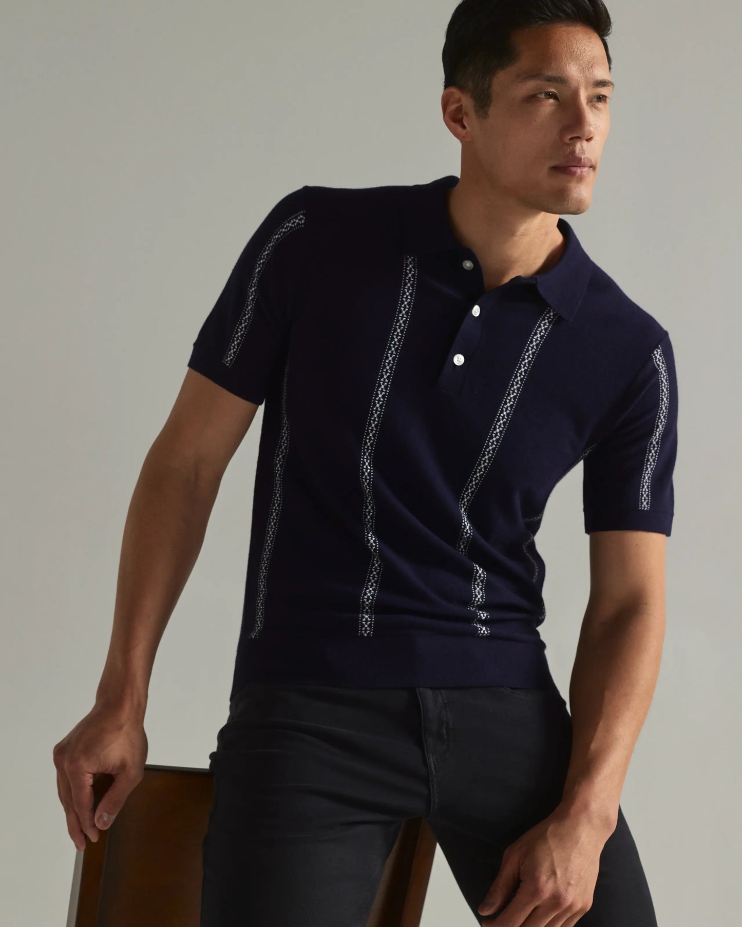 Reagan Sweater Polo - Navy