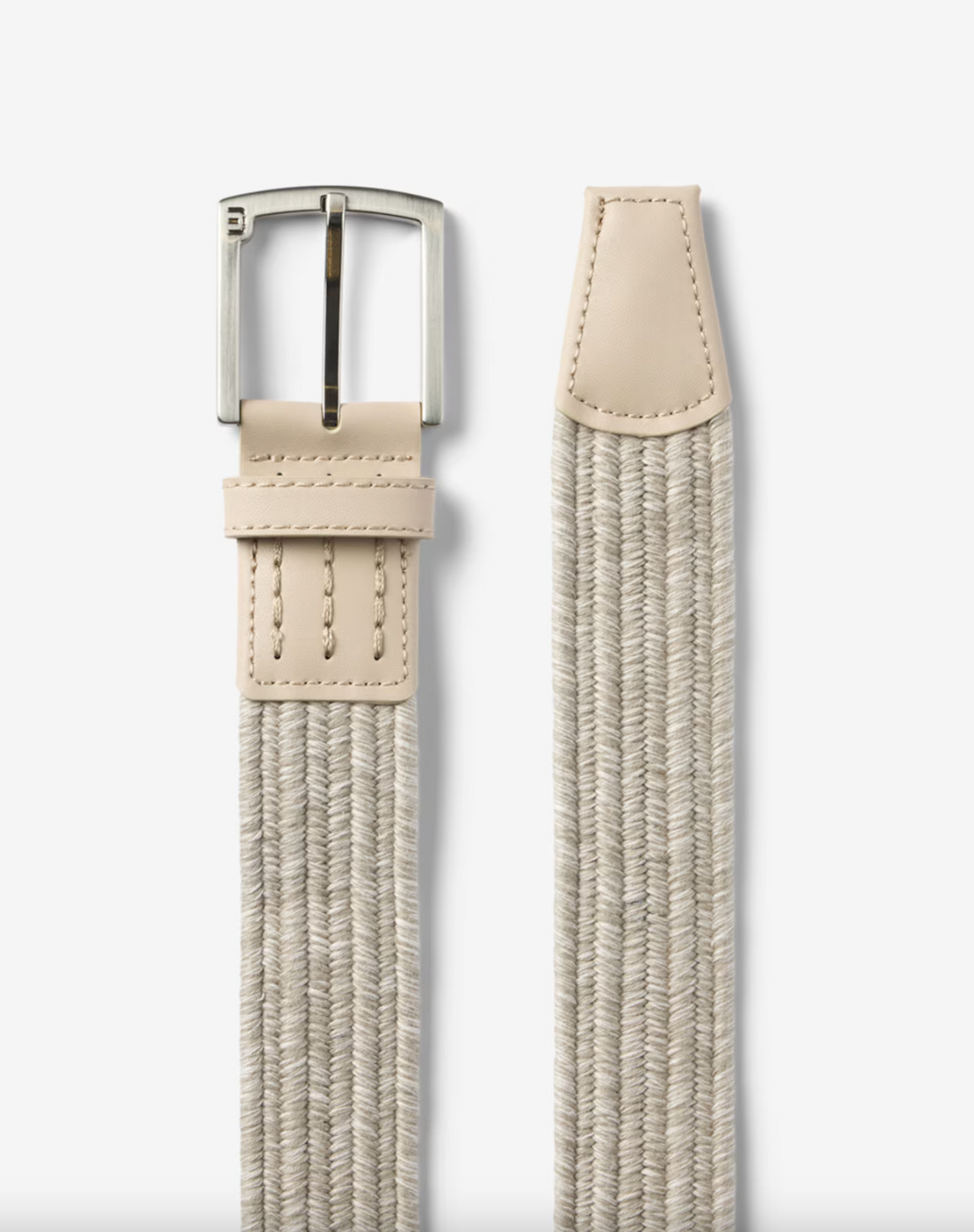 Stretch Woven Leather Belt - Tan