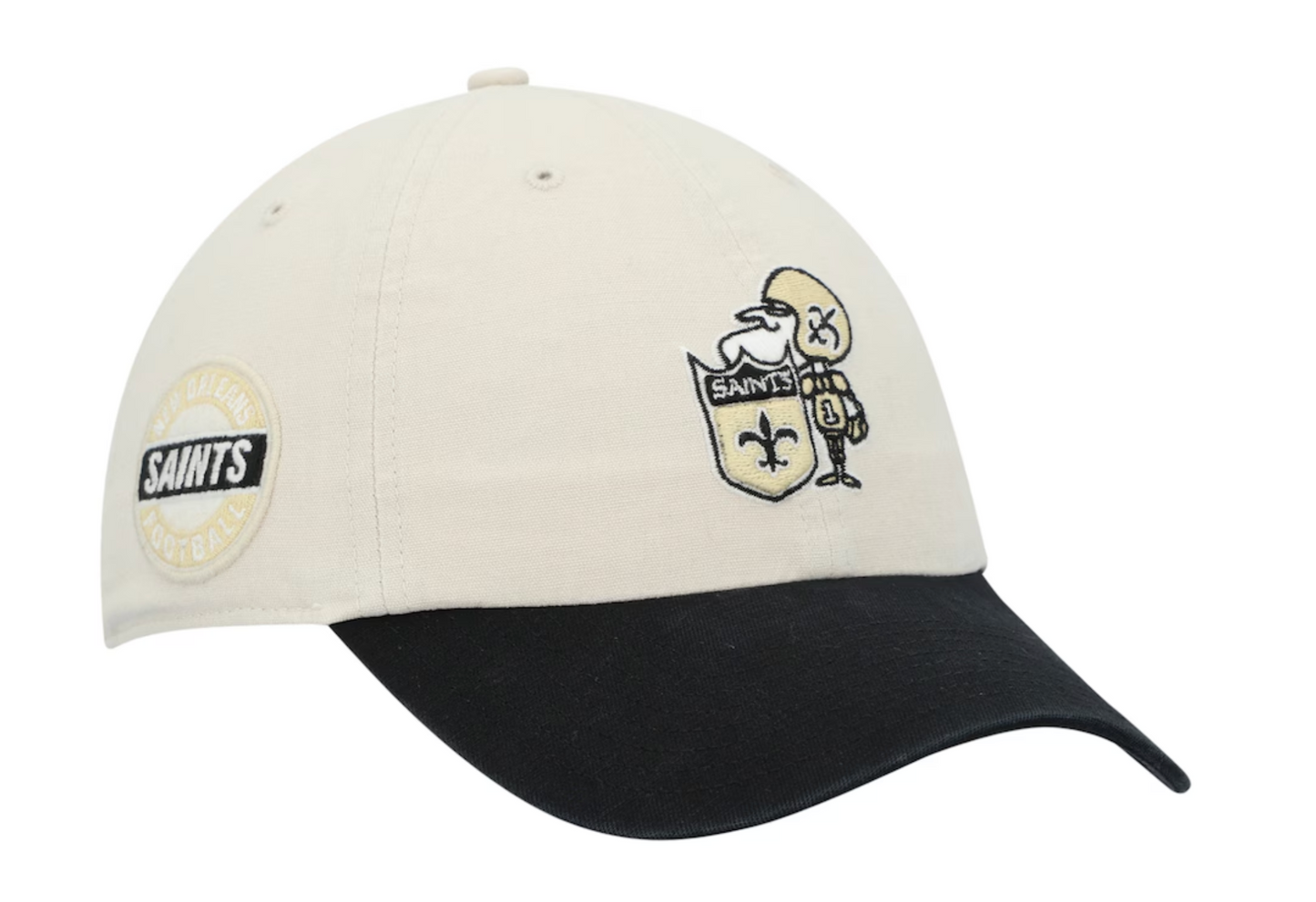 New Orleans Saints Sidestep Clean Up Adjustable Hat - Cream/Black