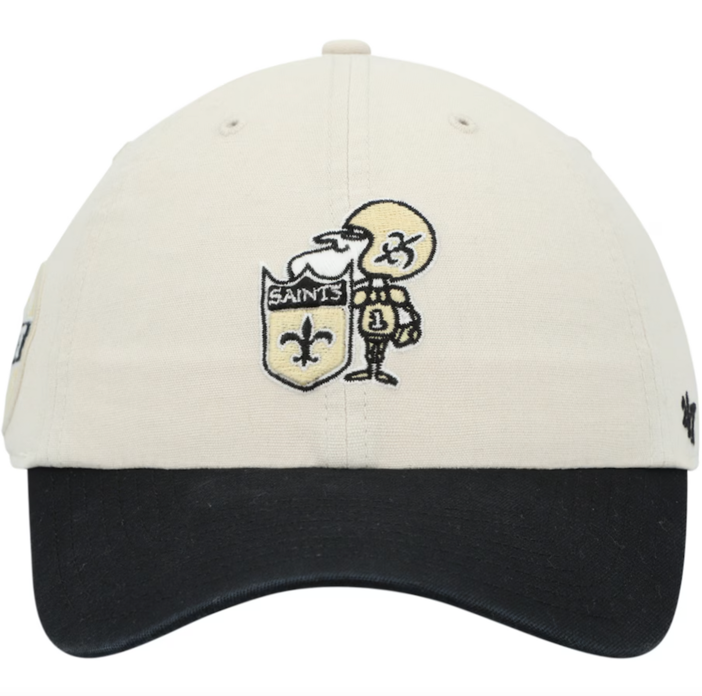 New Orleans Saints Sidestep Clean Up Adjustable Hat - Cream/Black