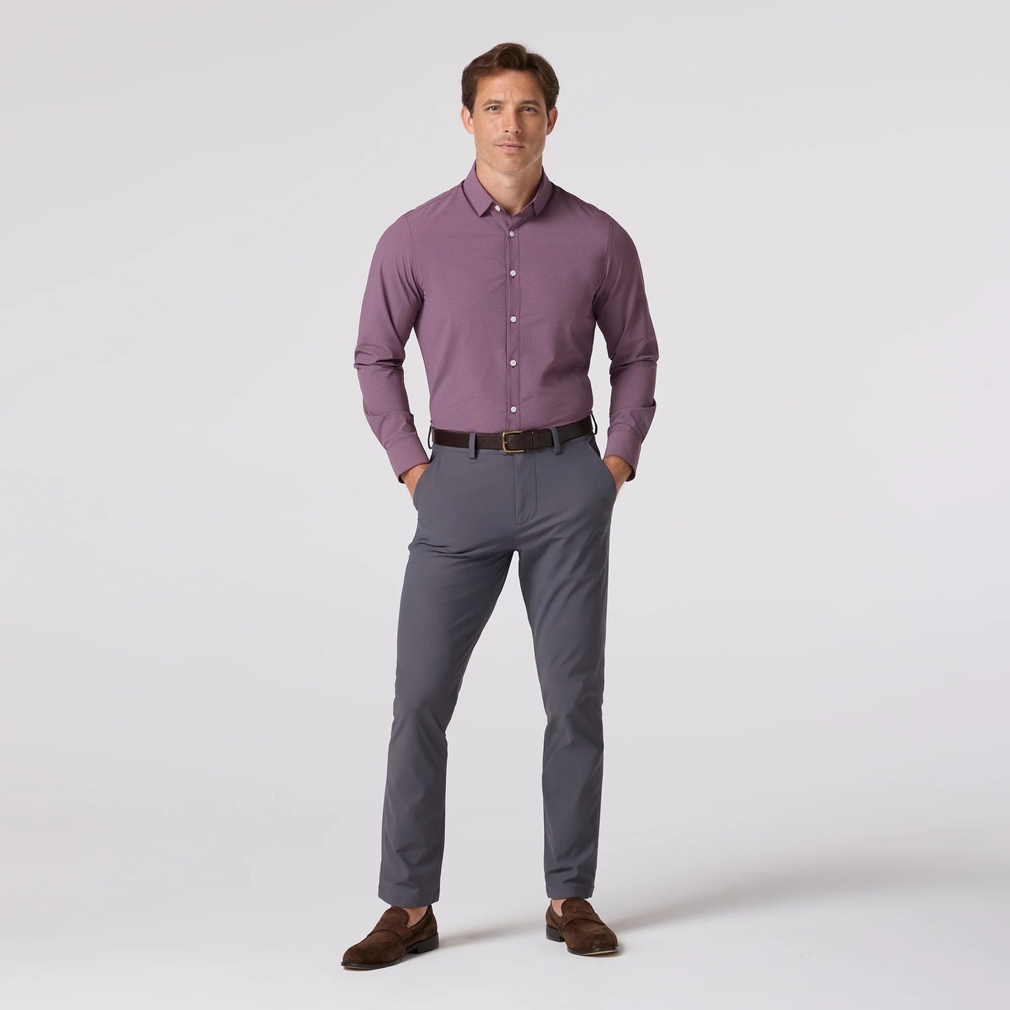 Leeward Dress Shirt - Eggplant Levi Plaid