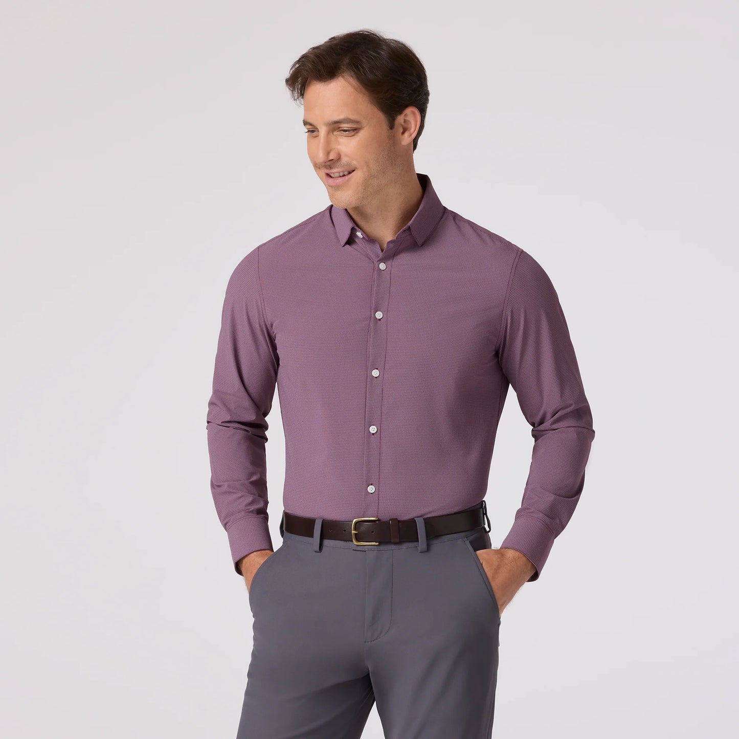 Leeward Dress Shirt - Eggplant Levi Plaid