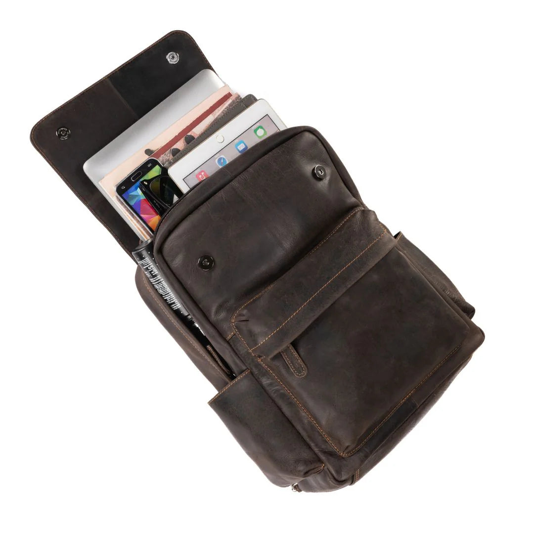 Leather Vintage Backpack Scott - Brown