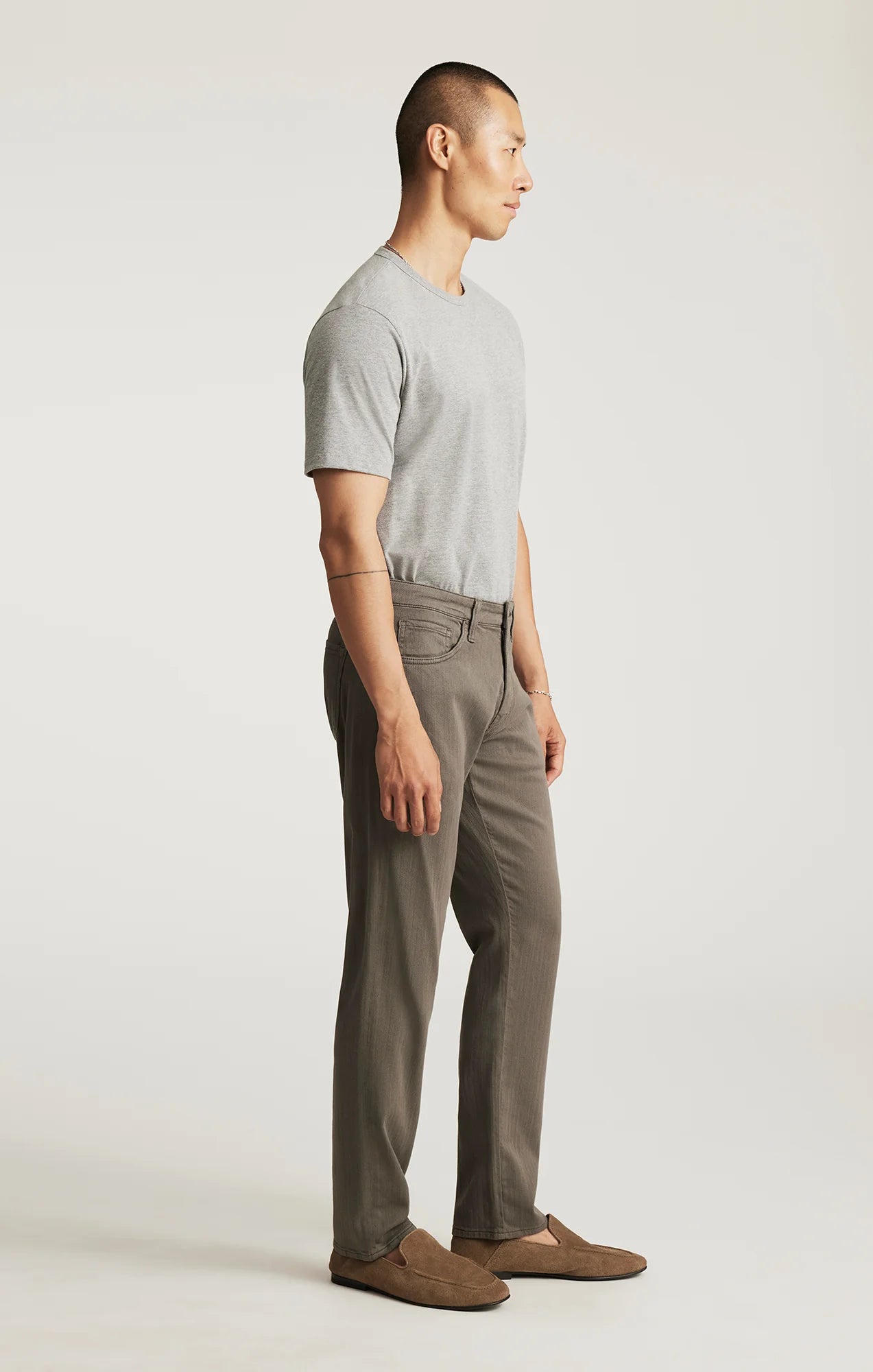 Marcus Slim Straight Leg Pants - Sage Herringbone