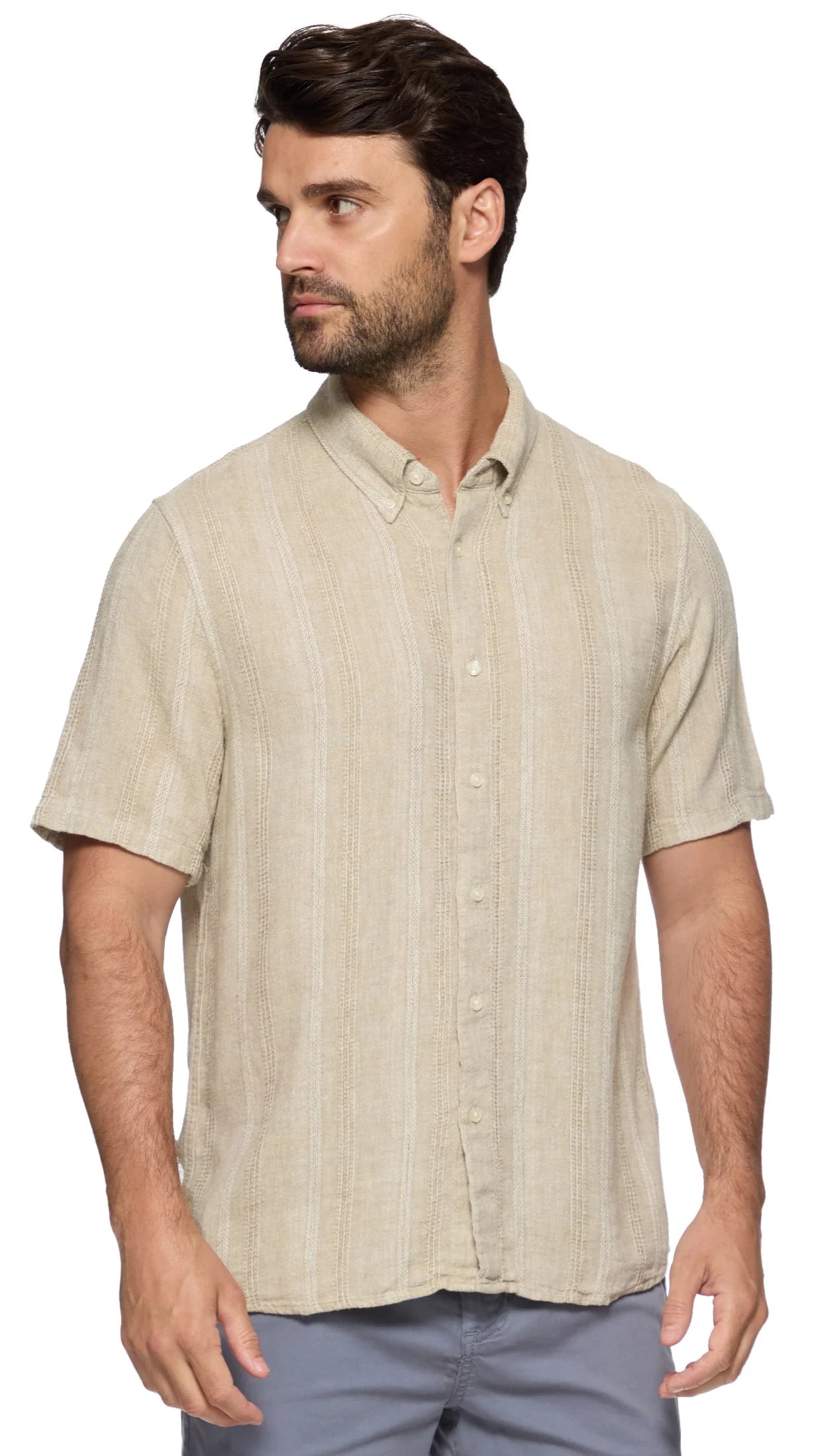 Oceanside Linen Blend Shirt - Sand